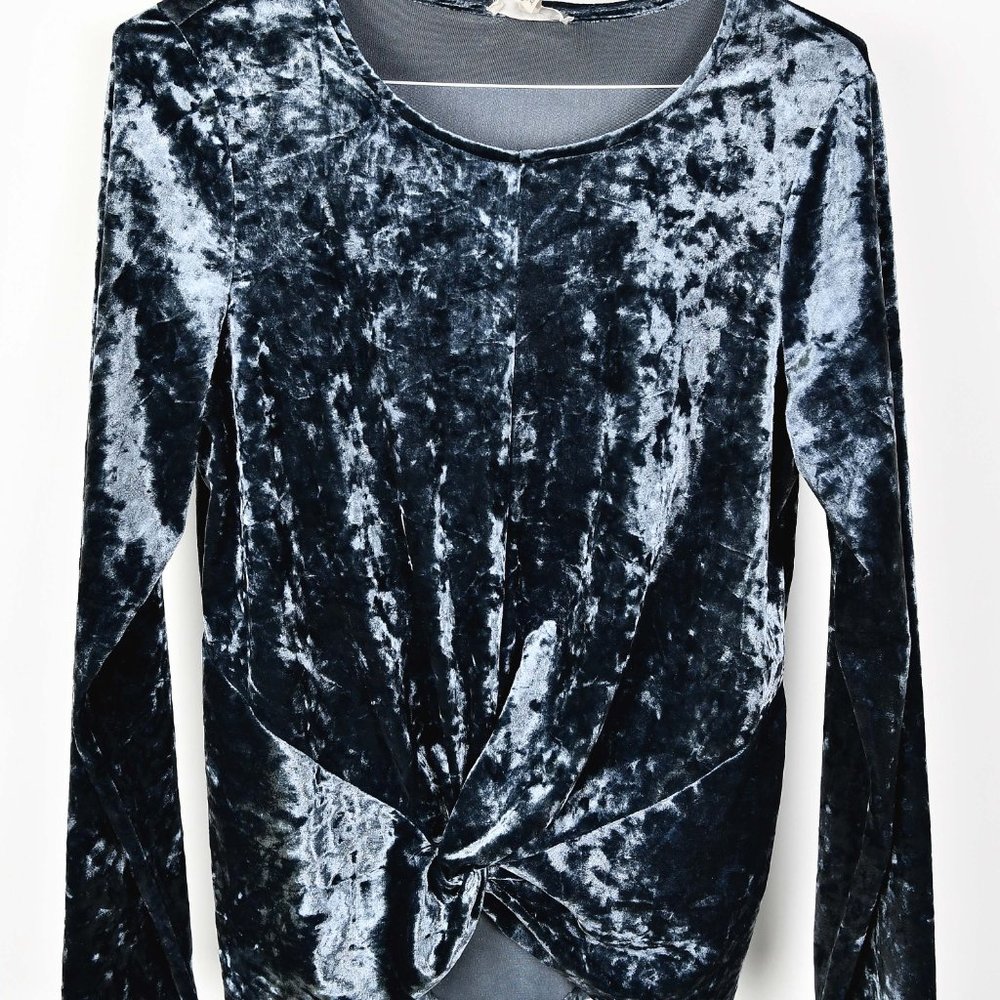 Pleione Blue Velvet Blouse--Size XL